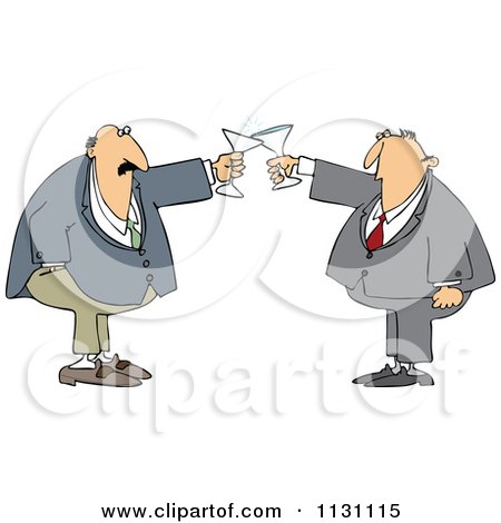 Cartoon Of Men Clanking Their Glasses In A Toast - Royalty Free Vector Clipart by djart
