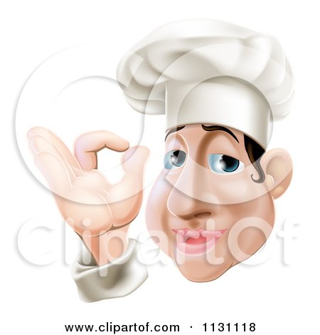 Cartoon Of A Chubby Chef Gesturing Ok - Royalty Free Vector Clipart by AtStockIllustration