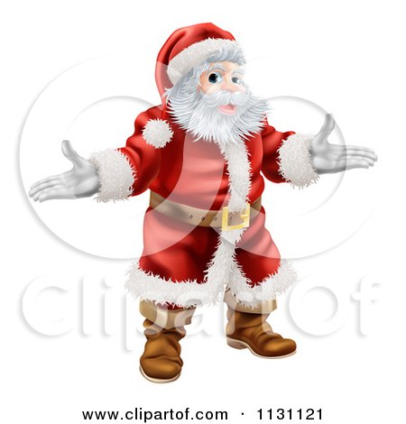 Cartoon Of A Presenting Santa Claus - Royalty Free Vector Clipart by AtStockIllustration