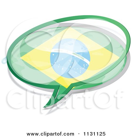 Clipart Of A Brazil Flag Chat Balloon - Royalty Free Vector Illustration by Andrei Marincas