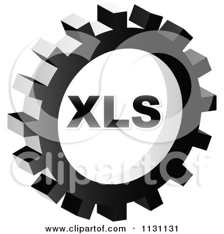 Clipart Of A Grayscale XLS Gear Cog Icon - Royalty Free Vector Illustration by Andrei Marincas