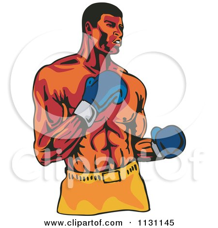 Clipart Of A Retro Male Athlete Boxer Man - Royalty Free Vector Illustration by patrimonio