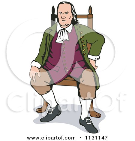 Clipart Of Benjamin Franklin Sitting In A Chair - Royalty Free Vector Illustration by patrimonio
