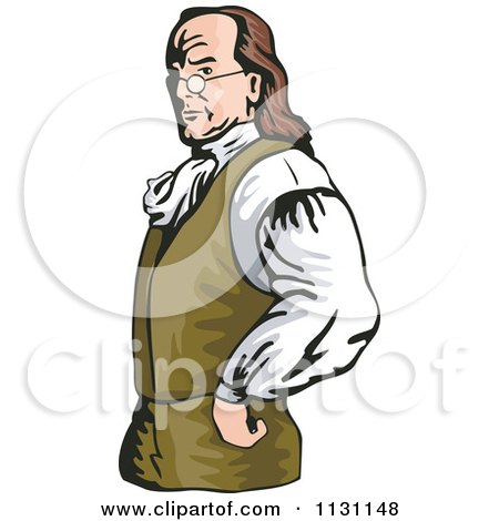 Clipart Of Benjamin Franklin With His Hands On His Hips - Royalty Free Vector Illustration by patrimonio