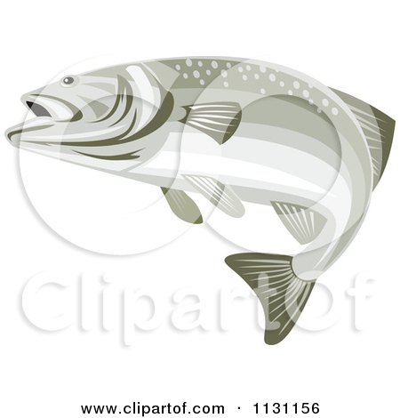 Clipart Of A Retro Bass Fish Swimming - Royalty Free Vector Illustration by patrimonio
