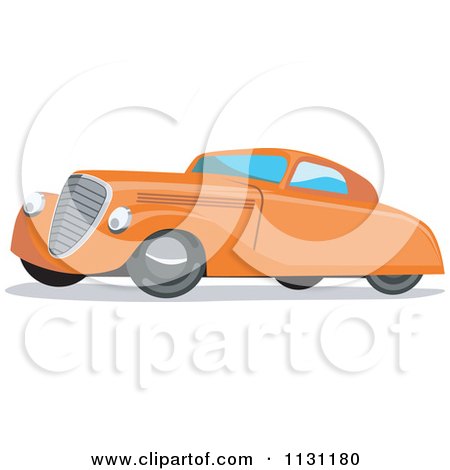 Clipart Of A Retro Vintage Orange Car - Royalty Free Vector Illustration by patrimonio