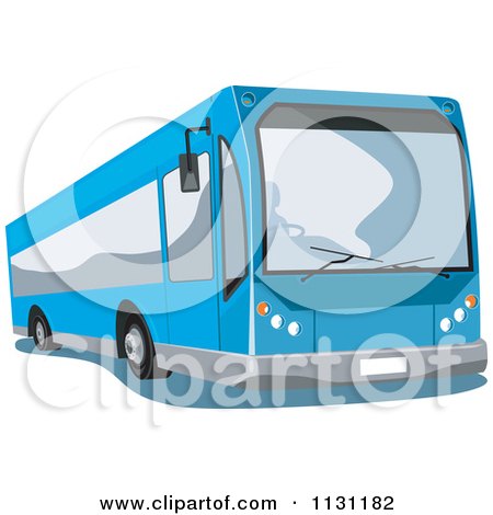 Clipart Of A Blue Tour Bus - Royalty Free Vector Illustration by patrimonio