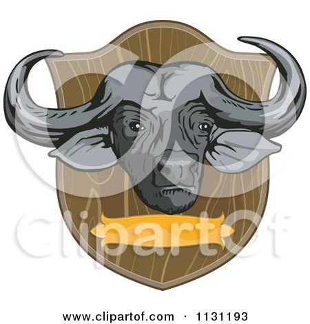 Clipart Of An African Cape Buffalo Hunting Trophy Head - Royalty Free Vector Illustration by patrimonio