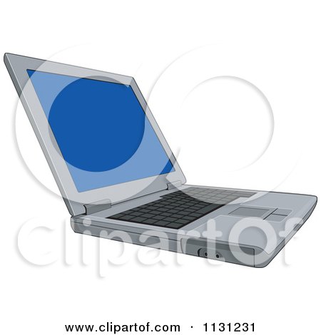 Clipart Of An Open Laptop Computer - Royalty Free Vector Illustration by patrimonio