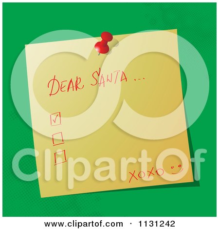 Clipart Of A | Handwritten Dear Santa Note On Green | Royalty Free Vector Illustration by MilsiArt