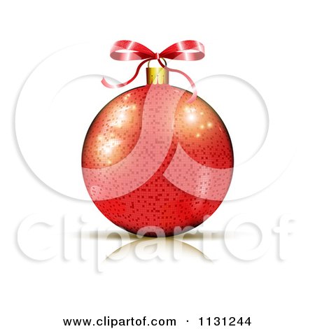 Clipart Of A | Red Christmas Bauble And Bow | Royalty Free Vector Illustration by MilsiArt