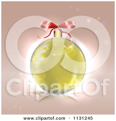 Clipart Of A | Gold Christmas Bauble And Bow | Royalty Free Vector Illustration by MilsiArt
