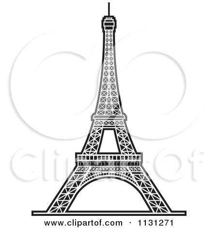 Clipart Of A Black And White Eiffel Tower 2 - Royalty Free Vector Illustration by Lal Perera