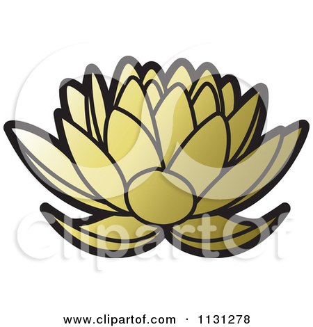 Clipart Of A Golden Lotus Flower - Royalty Free Vector Illustration by Lal Perera