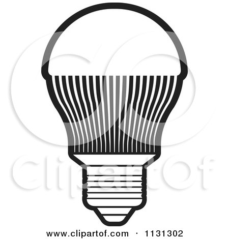 Clipart Of A Black And White LED Light Bulb - Royalty Free Vector Illustration by Lal Perera