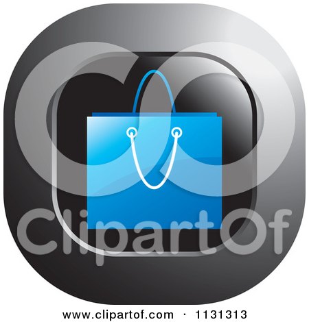Clipart Of A Blue Shopping Bag Icon - Royalty Free Vector Illustration by Lal Perera