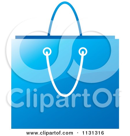 Clipart Of A Blue Shopping Bag - Royalty Free Vector Illustration by Lal Perera