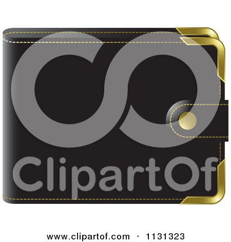 Clipart Of A Black Wallet - Royalty Free Vector Illustration by Lal Perera