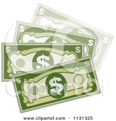 Clipart Of Cash Money - Royalty Free Vector Illustration by Lal Perera