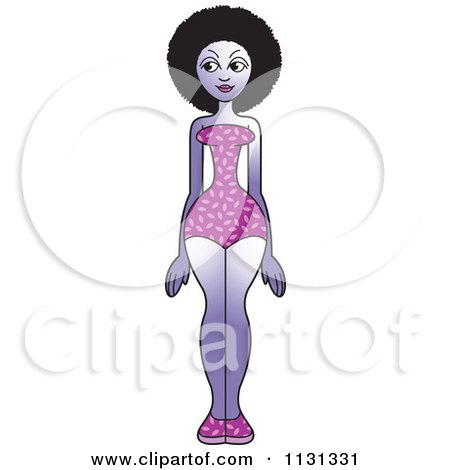 Clipart Of A Black Woman Standing In A Swimsuit - Royalty Free Vector Illustration by Lal Perera