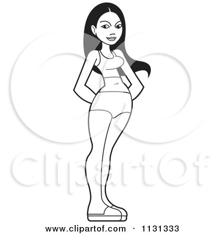 Clipart Of A Black And White Asian Woman In A Bikini - Royalty Free Vector Illustration by Lal Perera