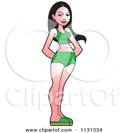 Clipart Of An Asian Woman In A Bikini - Royalty Free Vector Illustration by Lal Perera