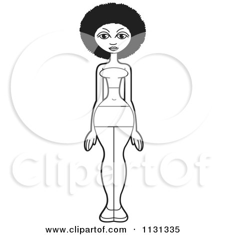 Clipart Of A Black And White African American Woman In A Bikini - Royalty Free Vector Illustration by Lal Perera