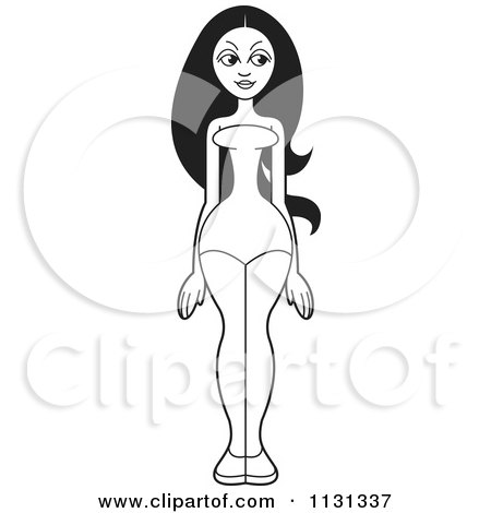 Clipart Of A Black And White Woman In A One Piece Bathing Suit - Royalty Free Vector Illustration by Lal Perera