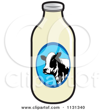 Clipart Of A Milk Bottle - Royalty Free Vector Illustration by Lal Perera