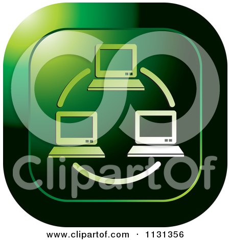 Clipart Of A Green Computer Network Icon - Royalty Free Vector Illustration by Lal Perera
