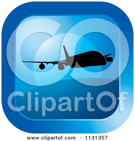 Clipart Of A Blue Airplane Icon - Royalty Free Vector Illustration by Lal Perera
