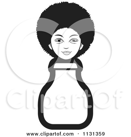 Clipart Of A Black And White Womans Face Over A Bottle - Royalty Free Vector Illustration by Lal Perera