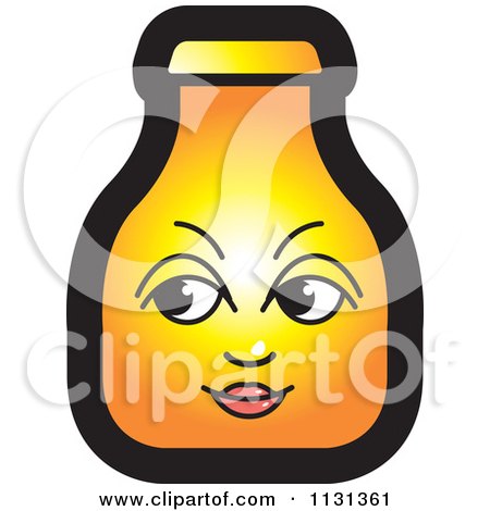 Clipart Of A Golden Bottle With A Face - Royalty Free Vector Illustration by Lal Perera