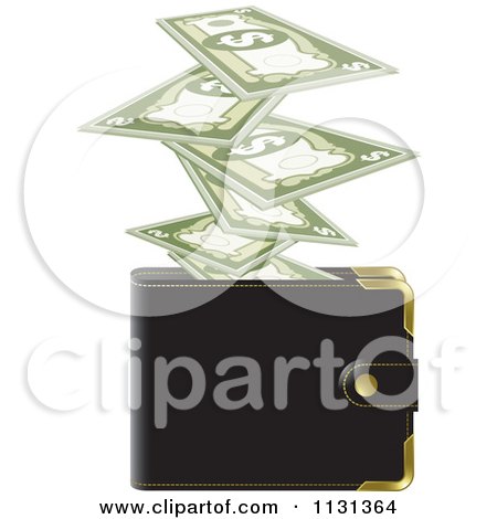 Clipart Of Cash Money And A Wallet - Royalty Free Vector Illustration by Lal Perera