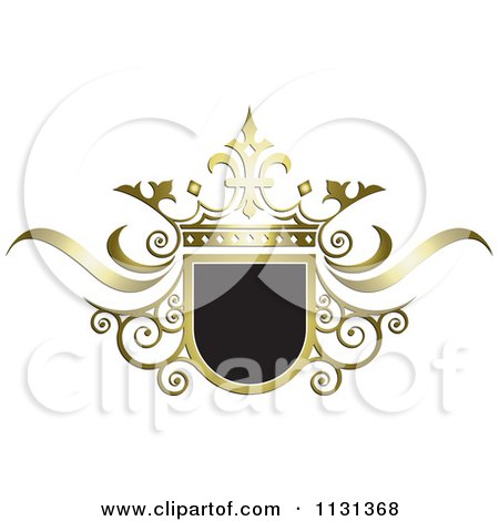 Clipart Of A Black And Gold Ornate Wedding Crown And Frame - Royalty Free Vector Illustration by Lal Perera