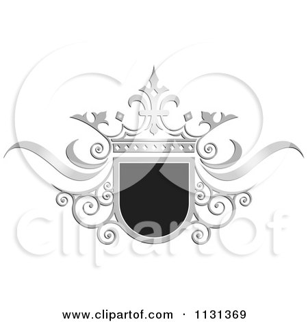 Clipart Of A Black And Silver Ornate Wedding Crown And Frame - Royalty Free Vector Illustration by Lal Perera