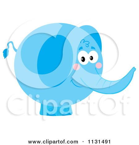 Cartoon Of A Round Blue Elephant - Royalty Free Vector Clipart by Hit Toon