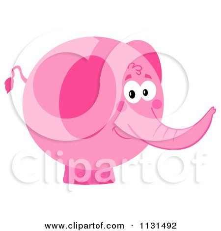 Cartoon Of A Round Pink Elephant - Royalty Free Vector Clipart by Hit Toon