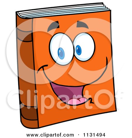 Cartoon Of A Happy Orange Book Mascot - Royalty Free Vector Clipart by Hit Toon