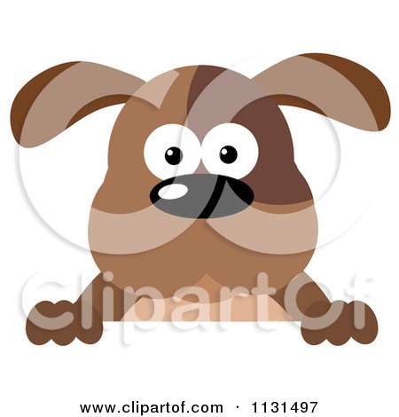 Cartoon Of A Brown Dog Over A Sign - Royalty Free Vector Clipart by Hit Toon