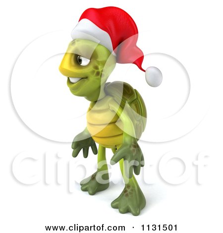 Clipart Of A 3d Christmas Tortoise Facing Left - Royalty Free CGI Illustration by Julos