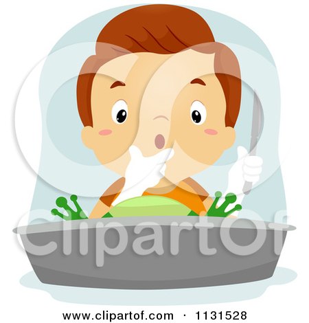 Cartoon Of A Surprised Boy Dissecting A Frog - Royalty Free Vector Clipart by BNP Design Studio