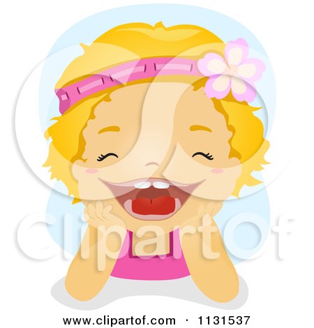 Cartoon Of A Happy Girl With Only Two Teeth - Royalty Free Vector Clipart by BNP Design Studio