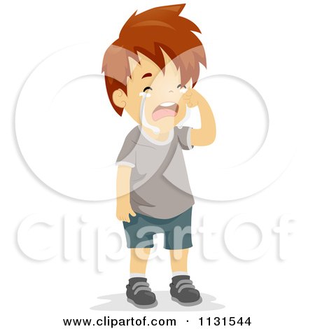 Cartoon Of A Boy Crying - Royalty Free Vector Clipart by BNP Design Studio