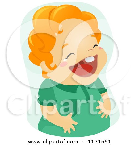 Cartoon Of A Red Haired Boy Laughing - Royalty Free Vector Clipart by BNP Design Studio
