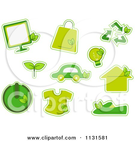 Cartoon Of Green Ecology Icons - Royalty Free Vector Clipart by BNP Design Studio