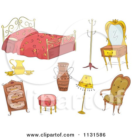 Cartoon Of Antique Furniture - Royalty Free Vector Clipart by BNP Design Studio