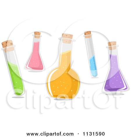 Cartoon Of Test Tubes And Bottles With Chemicals - Royalty Free Vector Clipart by BNP Design Studio