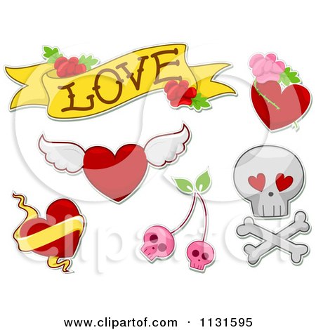 Cartoon Of Love Tattoo Designs - Royalty Free Vector Clipart by BNP Design Studio