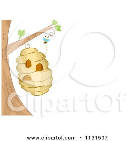 Cartoon Of A Bee Hive Frame With Copyspace 1 - Royalty Free Vector Clipart by BNP Design Studio